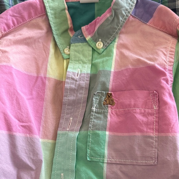 GAP Kids Button Down Shirts - Gray, Yellow, Red, Green, Pink Plaid - Picture 7 of 12